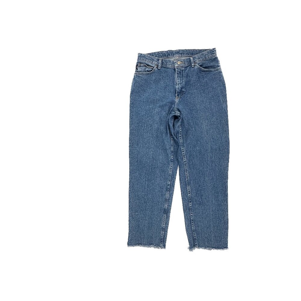 Chic Straight Raw Hem Women's size 12 Dark Wash‎ Blue Denim jeans